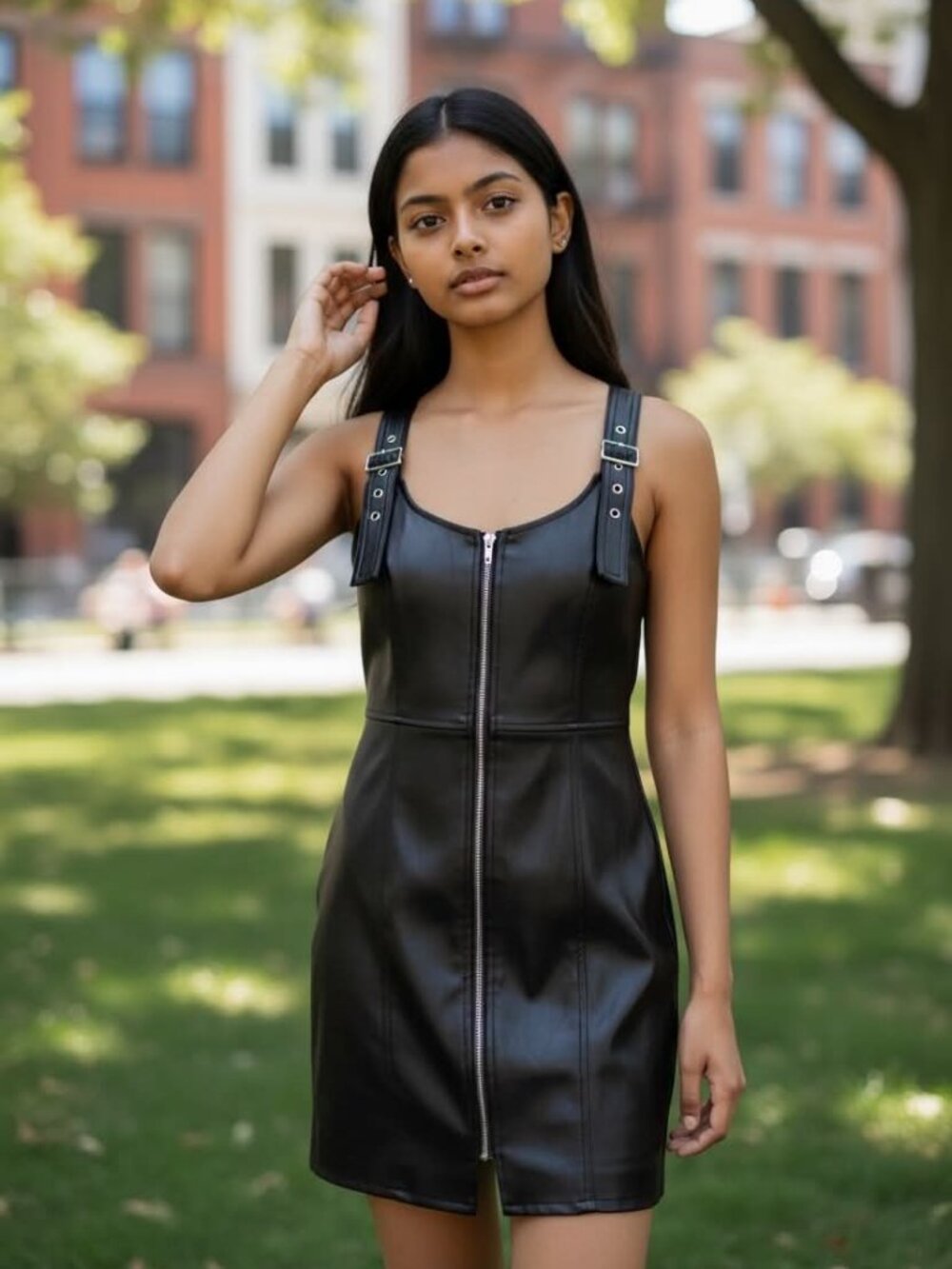 Black Faux Leather Mini Dress Neutral Zone Small